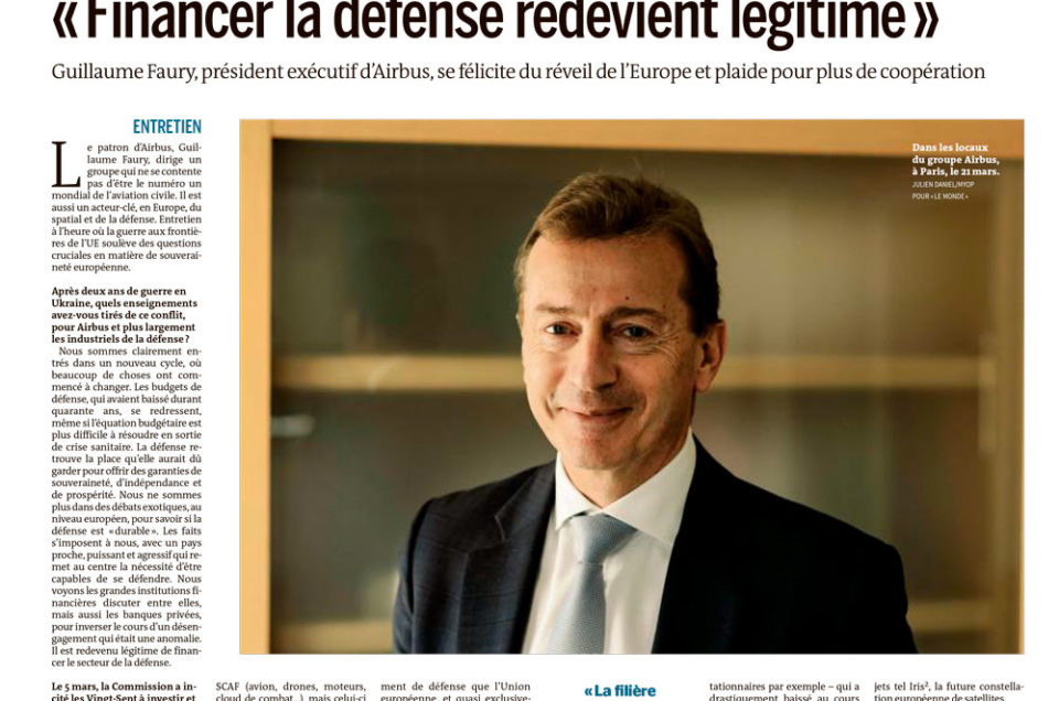 Portrait de Guillaume Faury, PDG d’Airbus, pour Le Monde
